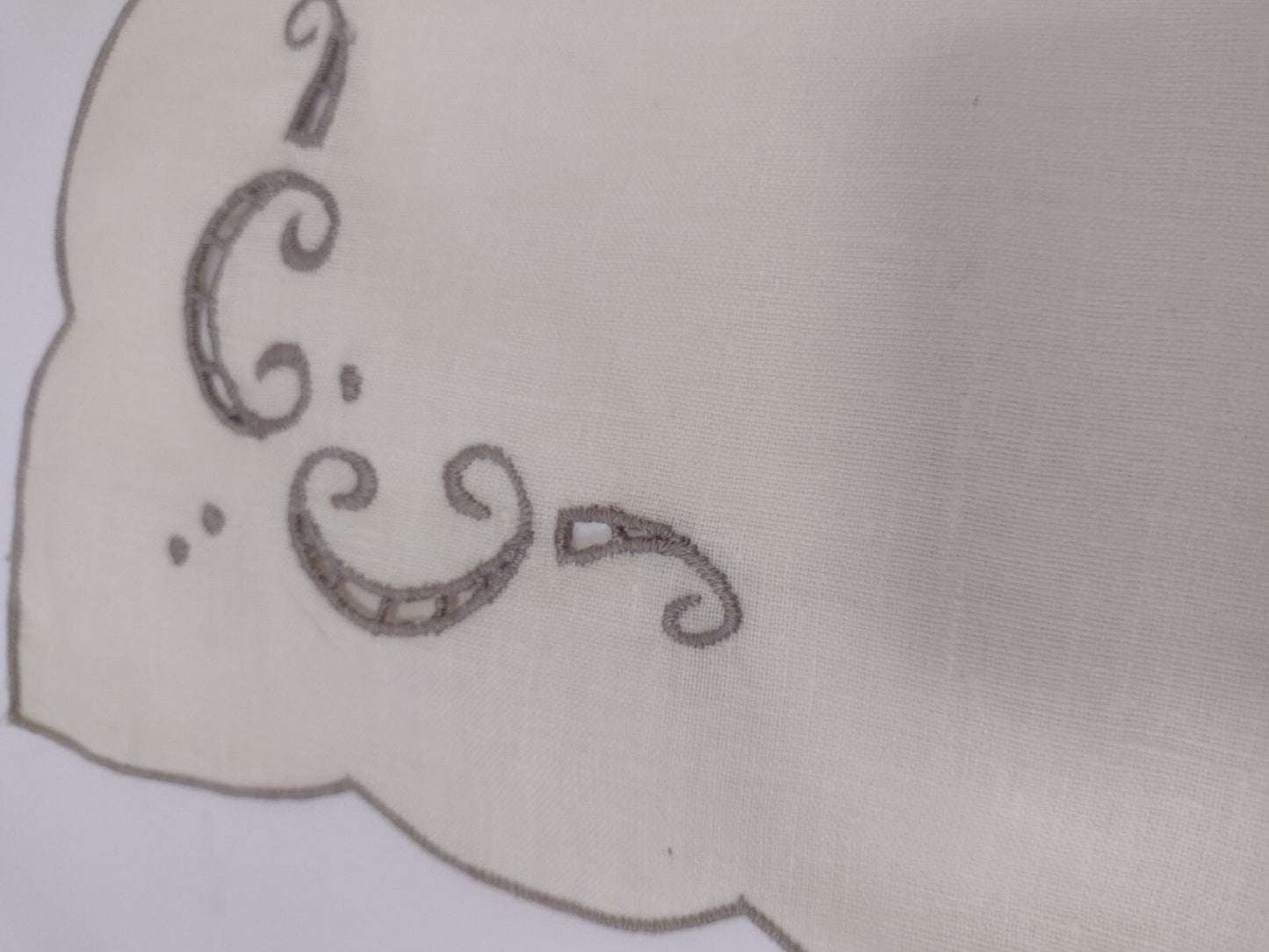 Vintage Boutross Madeira Linen Placemat Napkin Set 12 Hand Embroidered Cutwork