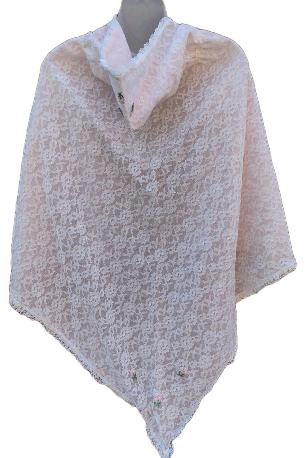 VTG Rare 80s Martha's Miniatures White Lace Hooded Cape Girls Size 6 Never Worn