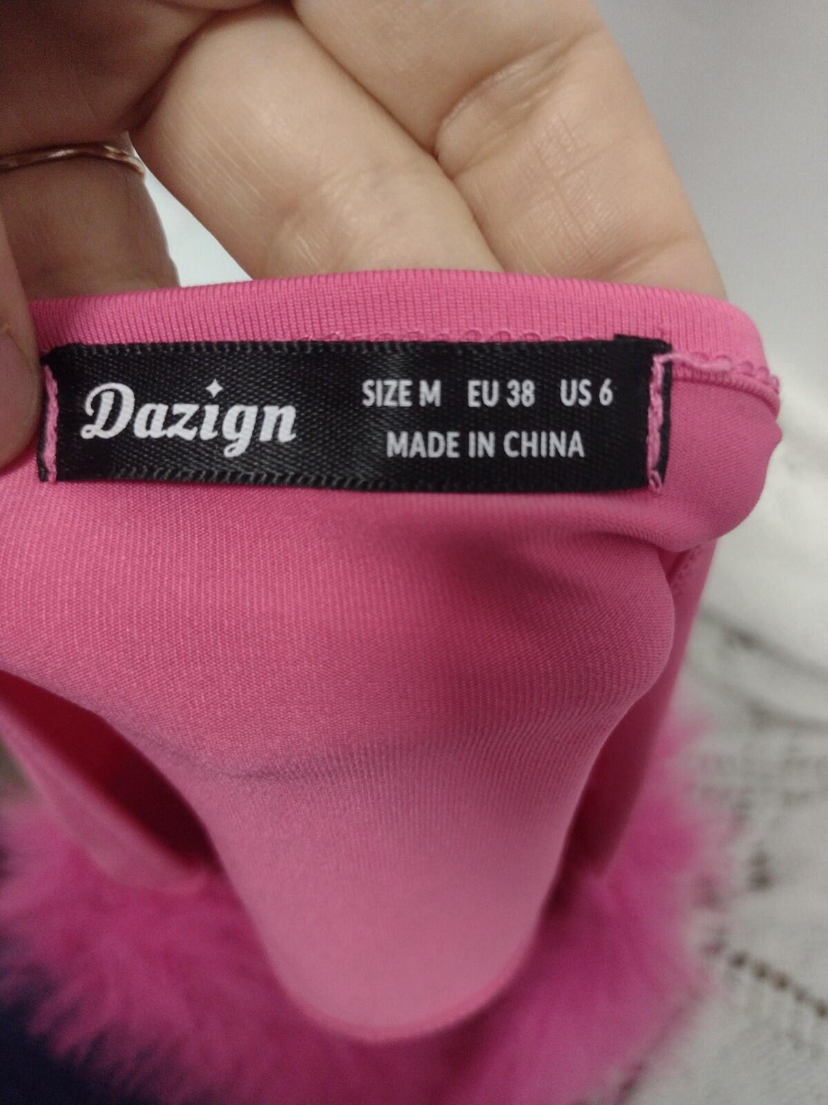 Hot Pink Faux Fur Crop Tube Top Y2K Style Washable Sz M