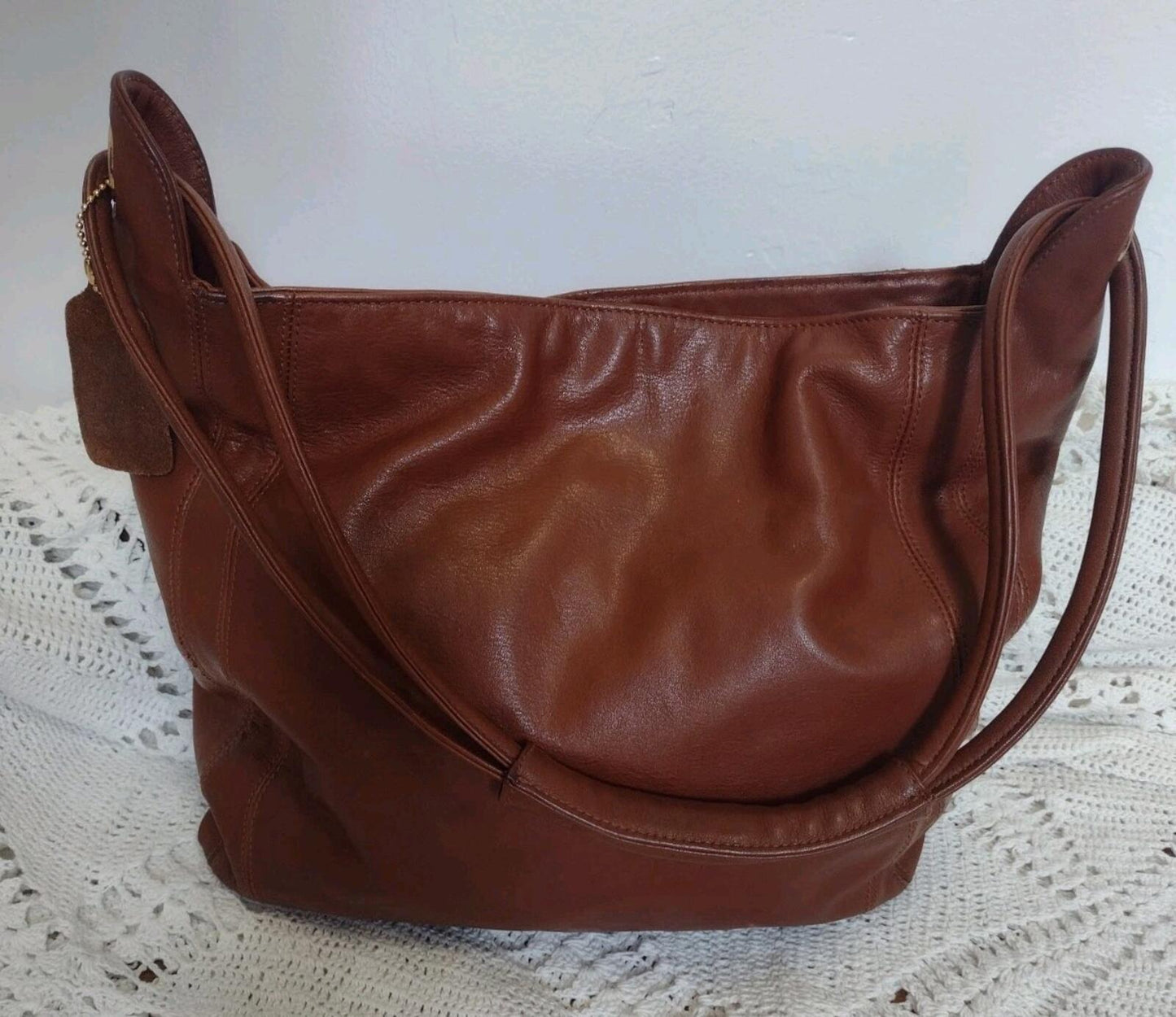 Cee Klein Genuine Leather Shoulder Bag Brown Gold Hardware Vintage Y2K