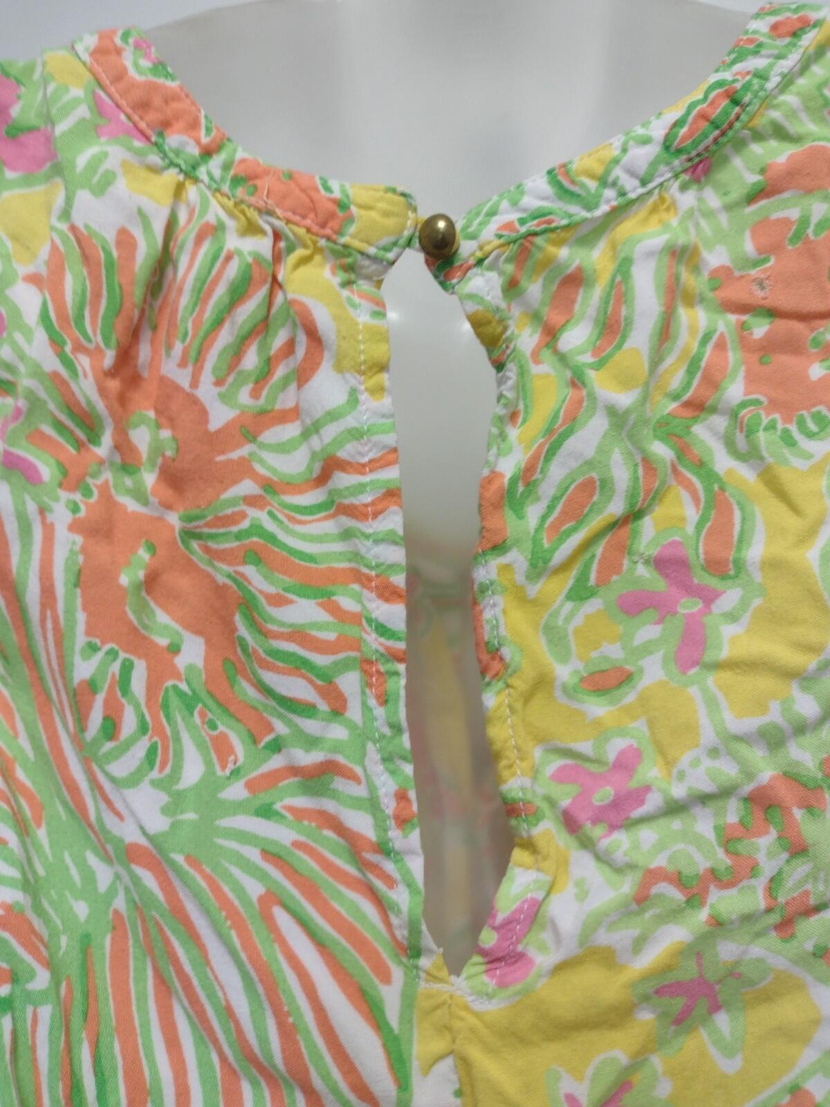Lilly Pulitzer Target yellow pink green jungle rayon romper jumpsuit pockets XL