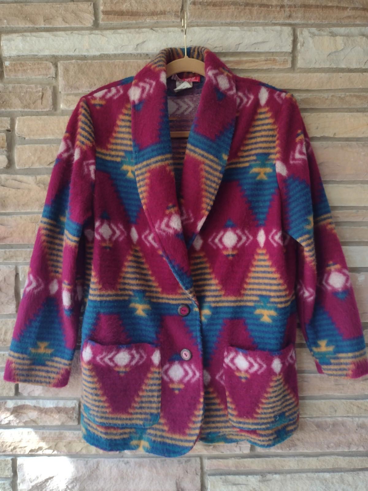 VTG Rare 90s Ivy·Wear Fleece Jacket M USA Aztec Alpaca Look Soft Acrylic RN53001