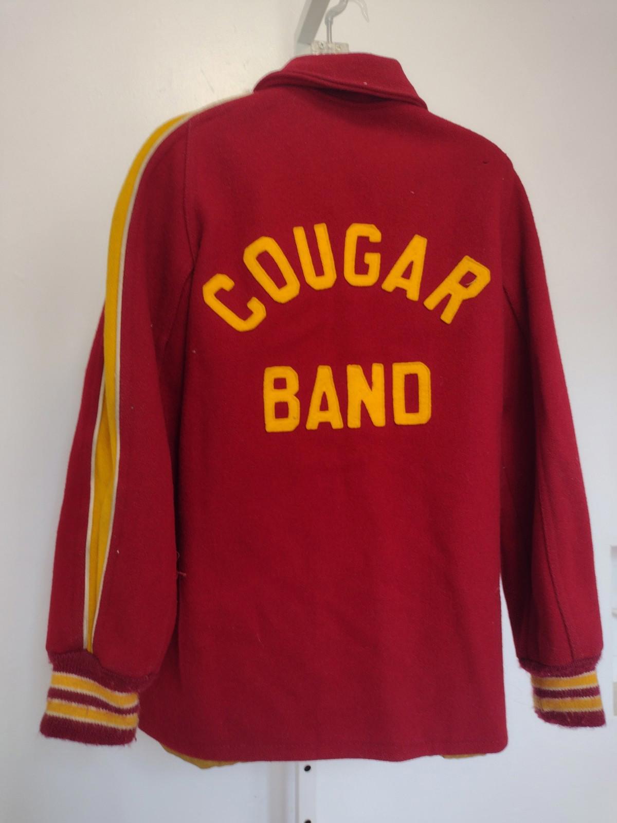 Vintage Kaye Bros Cougar Band Award Jacket Wool Red Gold Lined Men’s Small