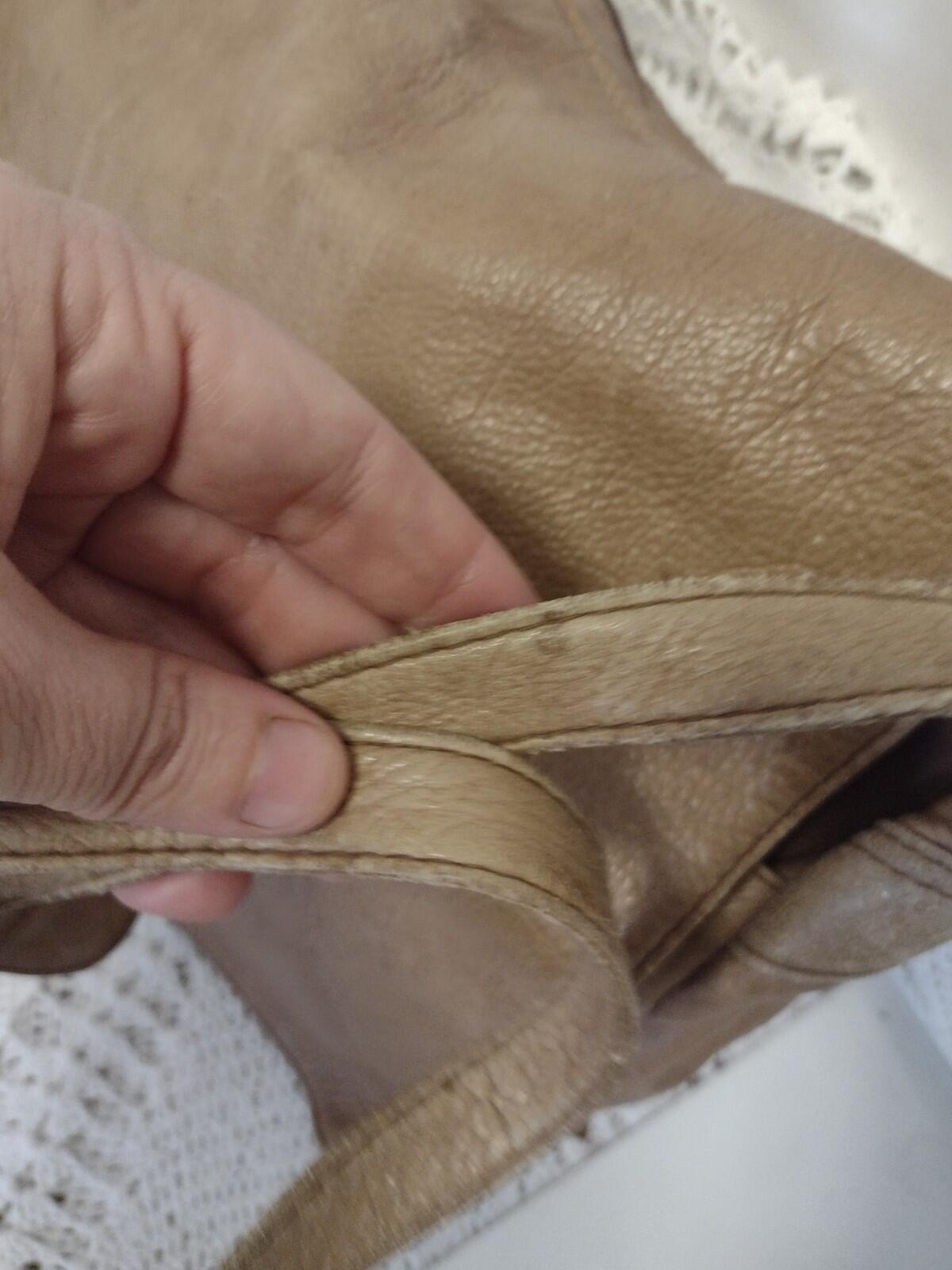 VTG Distressed Leather Messenger Bag Lg Organizer Crossbody
