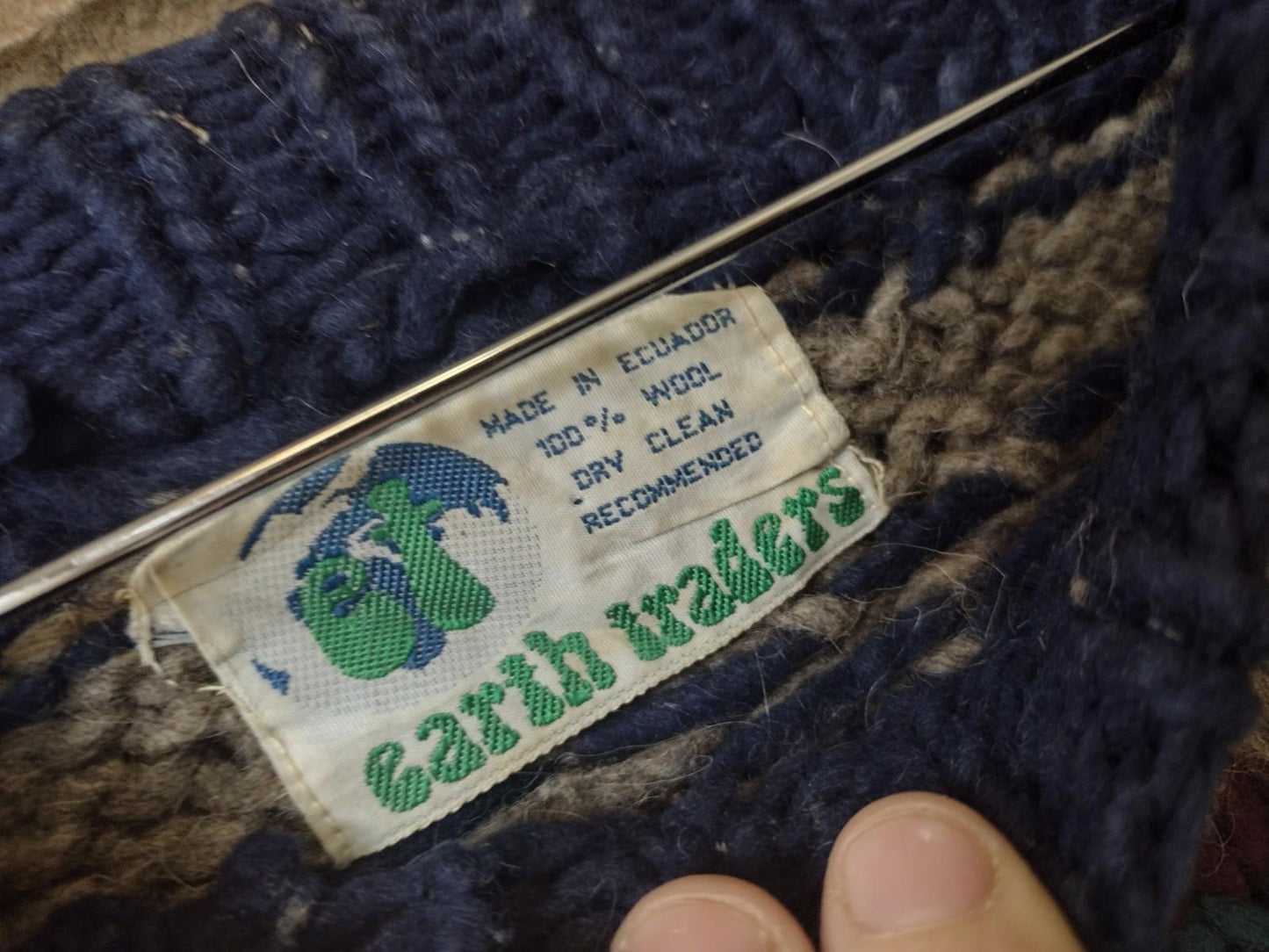VTG 80s Earth Traders Wool Sweater Men’s XXL Big & Tall Ecuador Knit Geometric