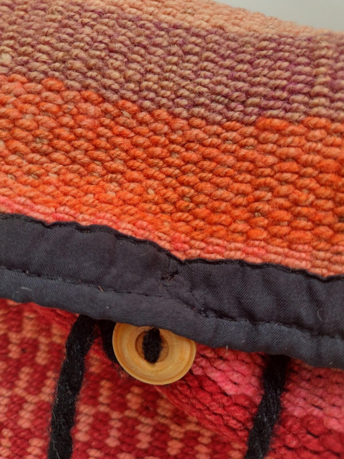Vintage Handwoven Boho Backpack Wool Tassel Artisan Festival