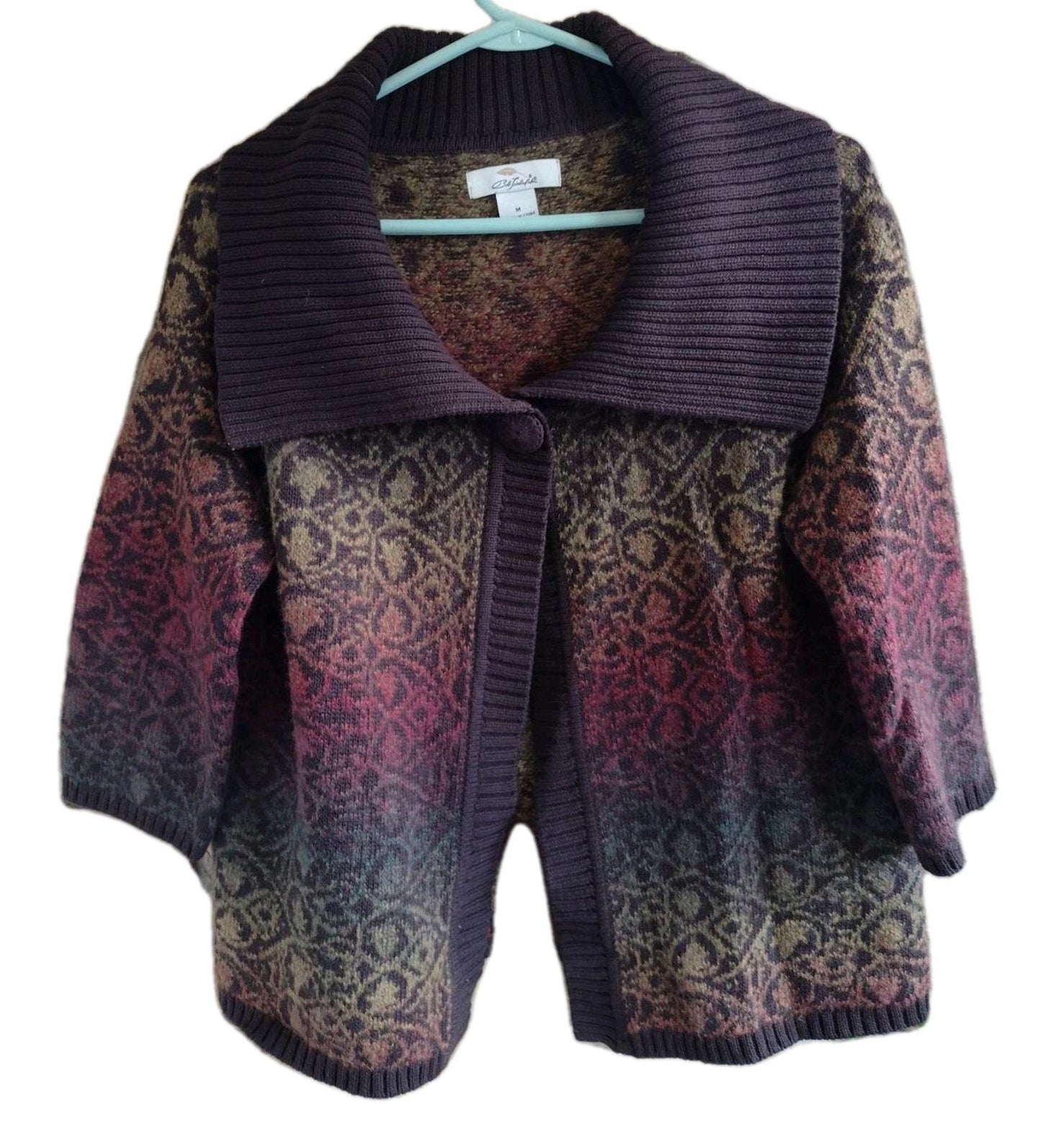 BOB TIMBERLAKE Womens Size Medium Gradient Open Front Knit Cardigan 3/4 Sleeves
