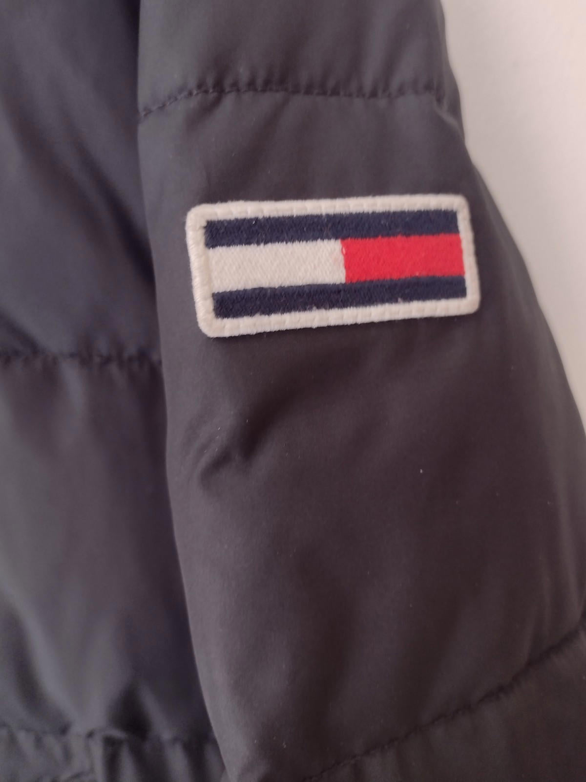 Vintage 2006 Tommy Hilfiger Tommy Jeans Puffer Jacket XS Blue Hood Rare Y2k