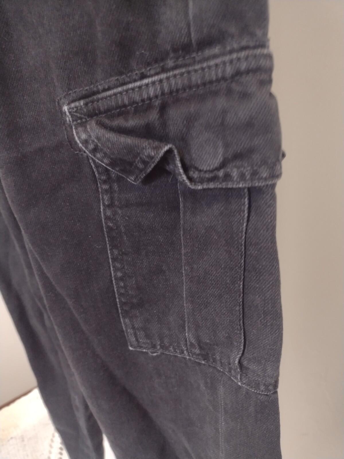 Aeropostale High Rise Wide Leg Cargo Jeans Black Y2K Streetwear Women's Sz 0 Reg