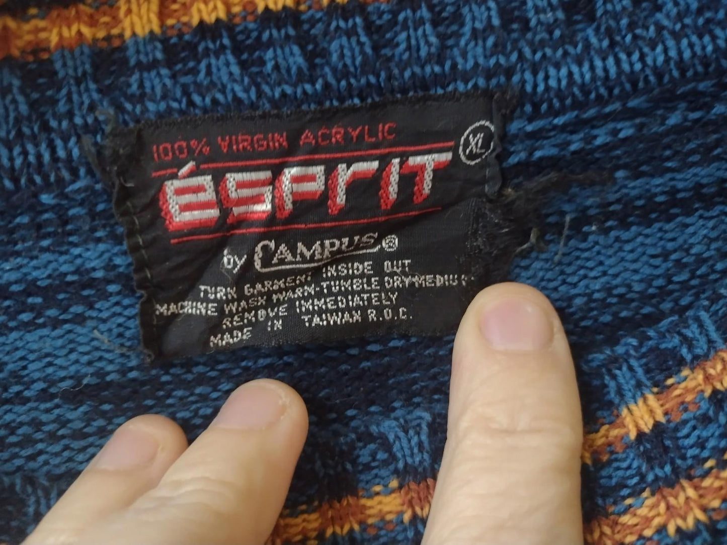 Vintage 80s Esprit by Campus Southwestern Knit Sweater XL Taiwan ROC