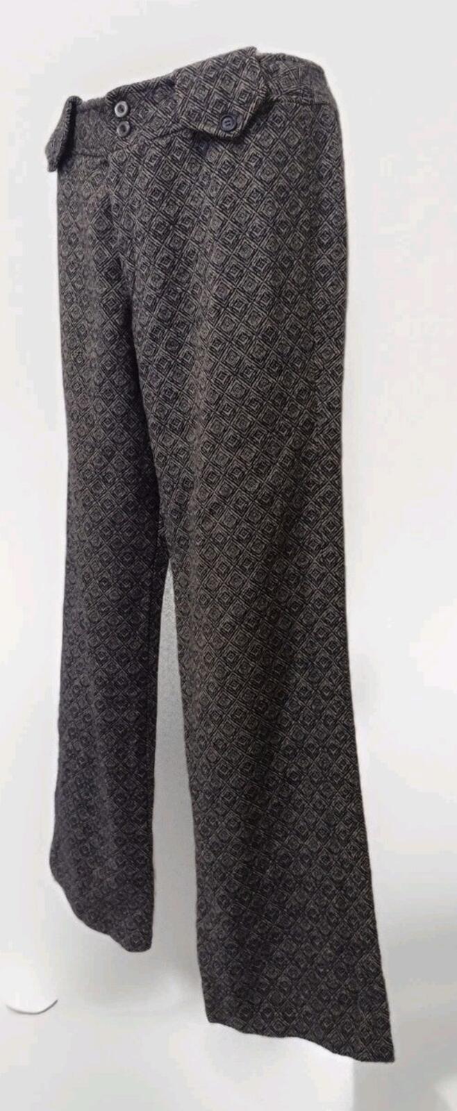 Vintage 60s Mod Wool Diamond Pants Low Rise Talon Zip Charcoal Bone Geometric