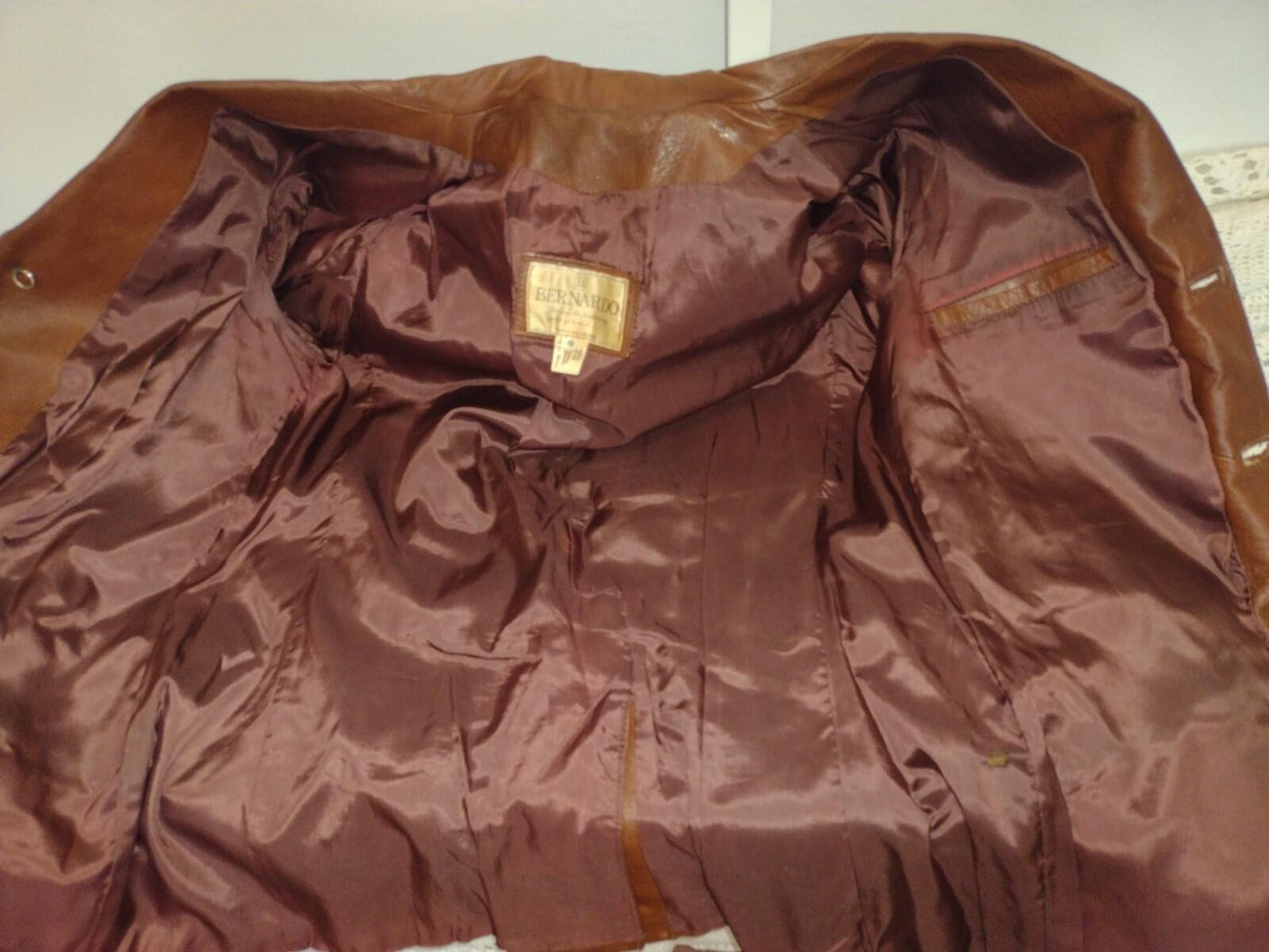Vintage 70s Bernardo Mexico Leather Jacket 46 Cognac Brown Western Style