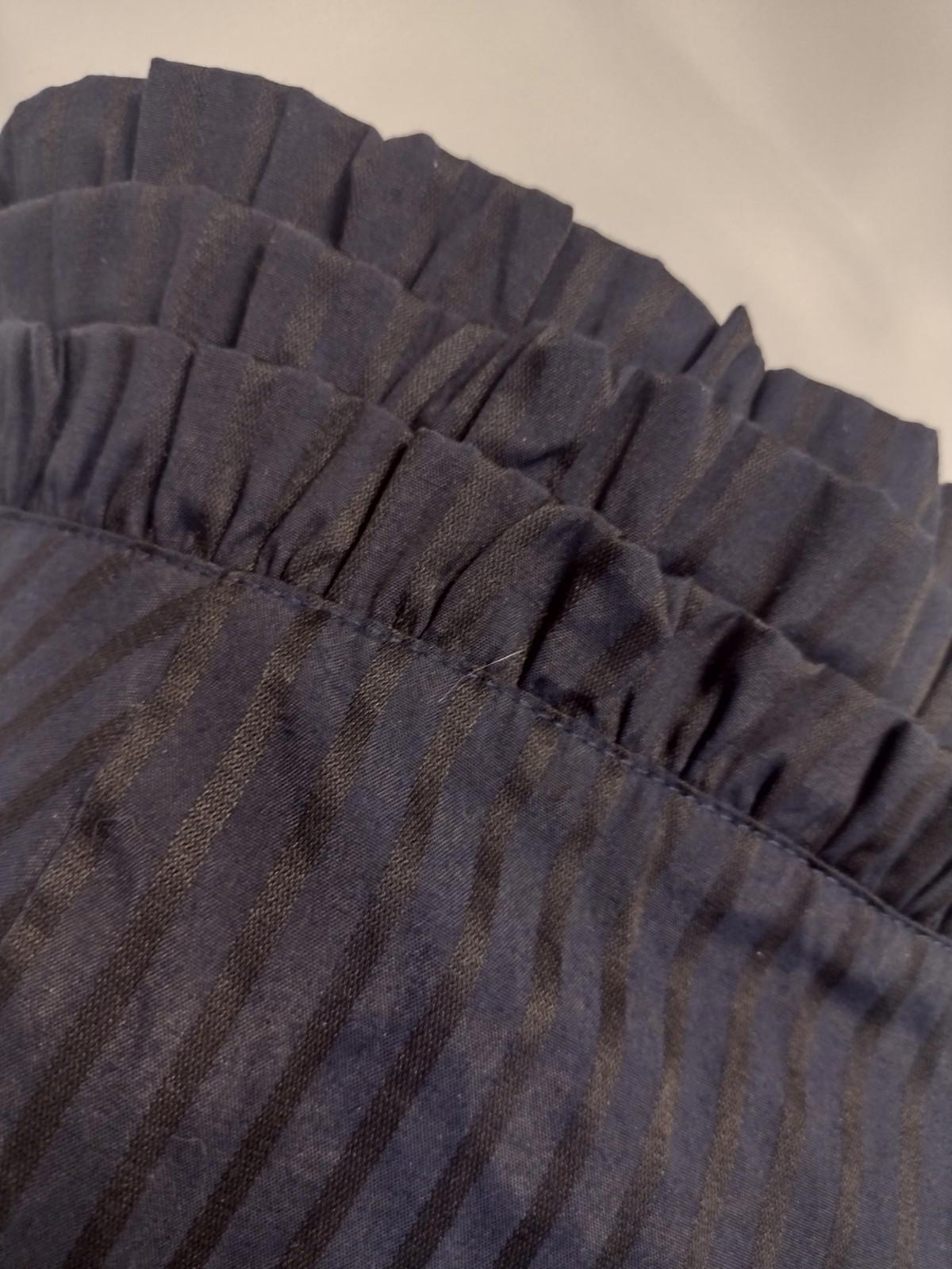 Red Camel Navy Blue And Black Stripe Wild West Style Ruffled Dress Strapless L