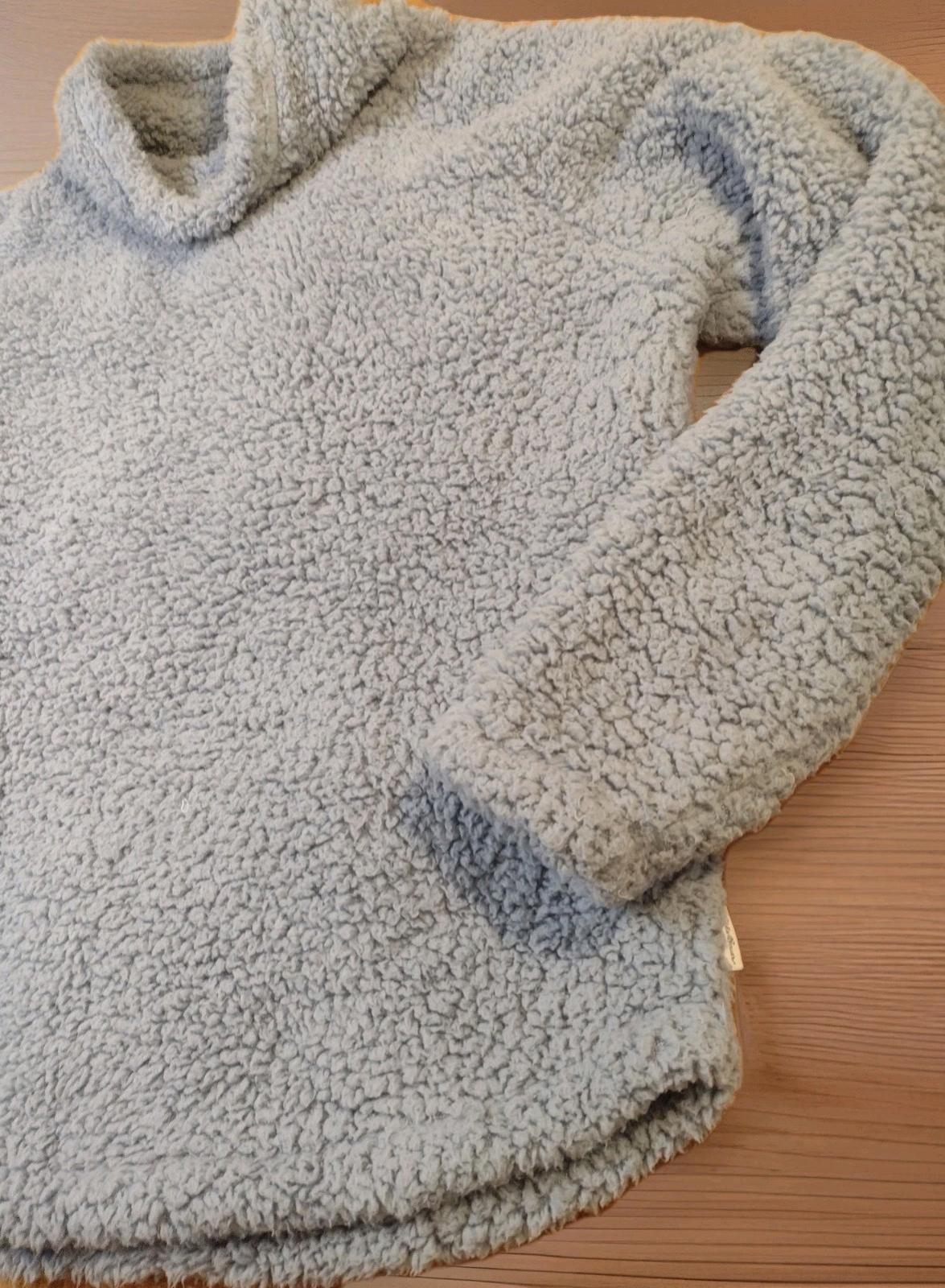 Light Blue Eddie Bauer Fuzzy Super Soft Sherpa Teddy Sweater Lounge Top Sz L