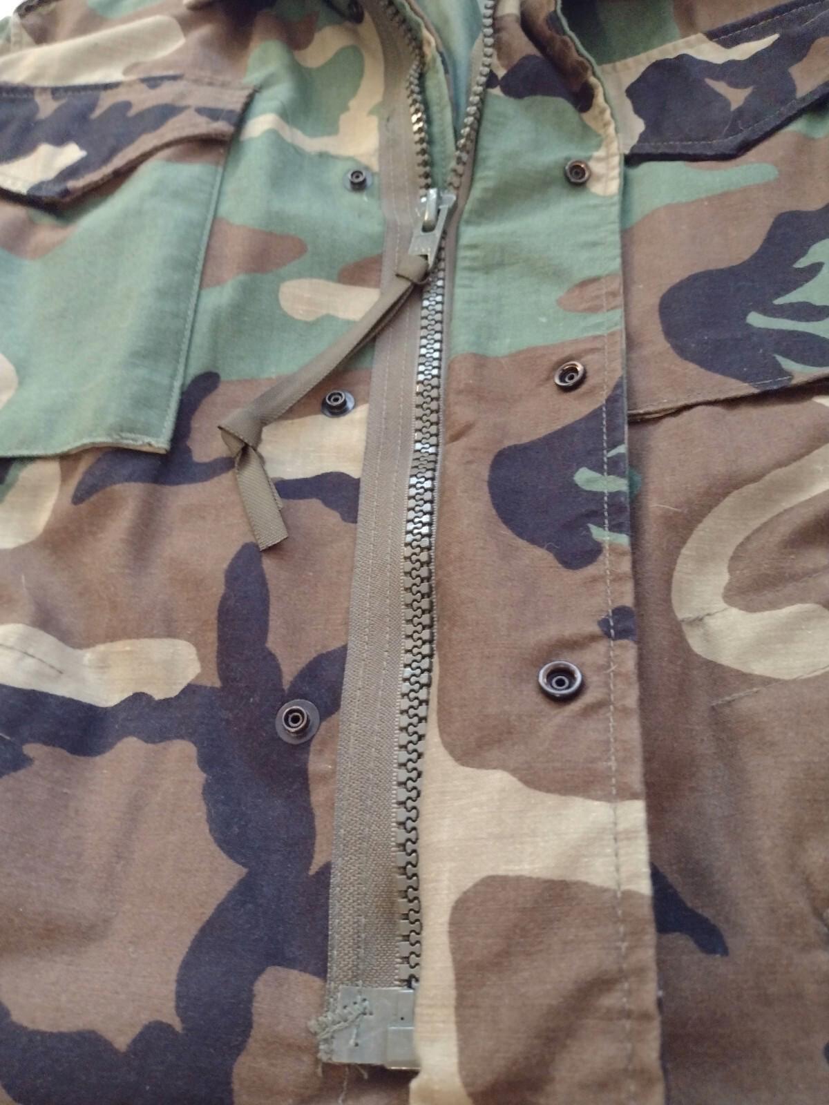 1989 US Military Cold Weather Coat XS-Long Camo YKK Zip Hood McQuinn Label