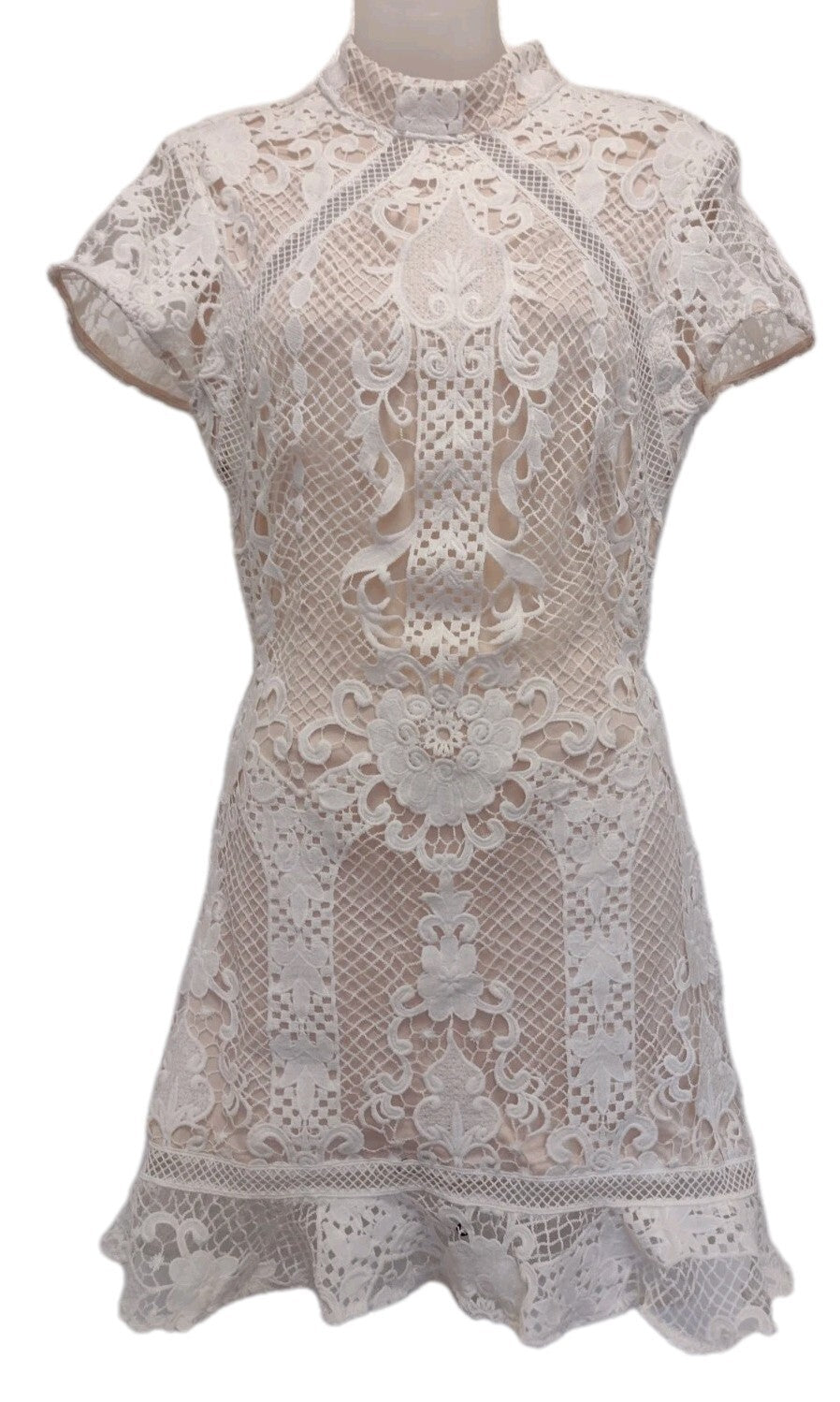 Superdown Lace Mini Dress Open Back White Bridal Cocktail Coquette Large