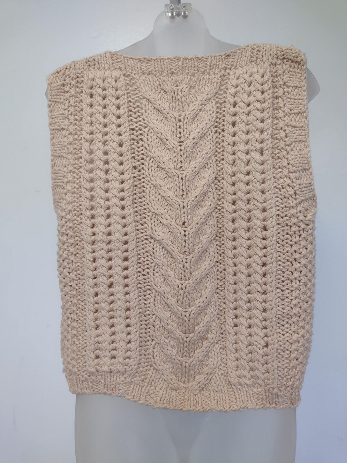 Jennifer Reed Hand Knit Silk Acrylic Vest Apricot Sleeveless Korea L 80s 90s
