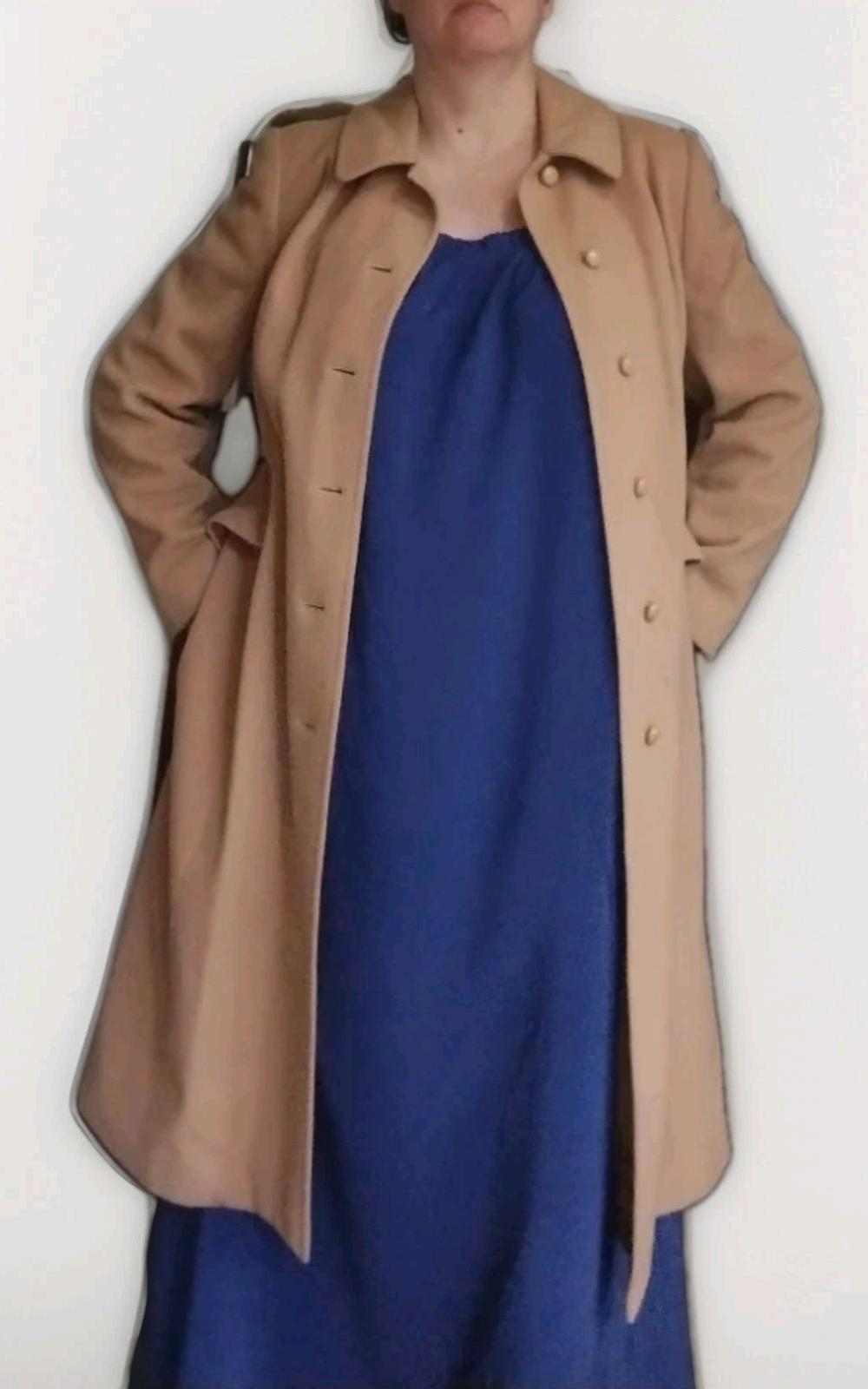 Vintage '80s Montello Mackintosh Wool Overcoat Tan Union Made W Sz 14