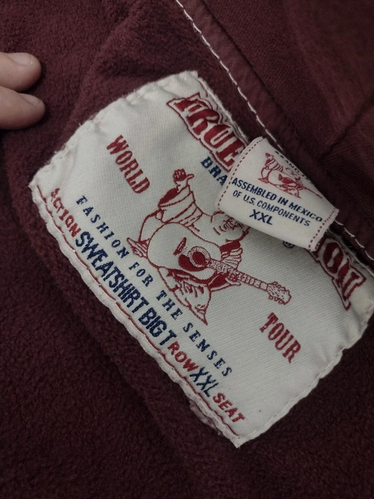 True Religion XXL Hoodie Red Fade Big Stitch Zip Up RivetY2K