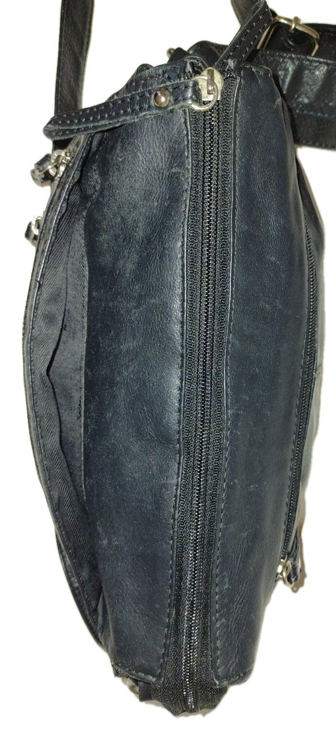 Vintage Great American Leather Works Black Leather Crossbody Organizer Purse Y2K
