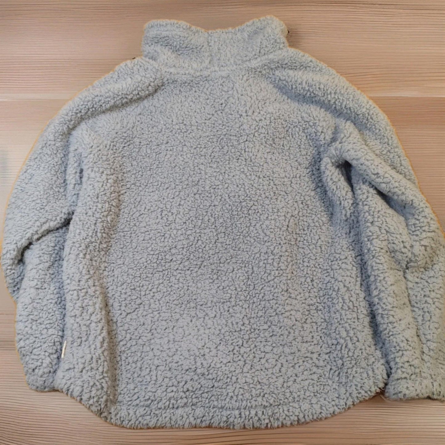Light Blue Eddie Bauer Fuzzy Super Soft Sherpa Teddy Sweater Lounge Top Sz L