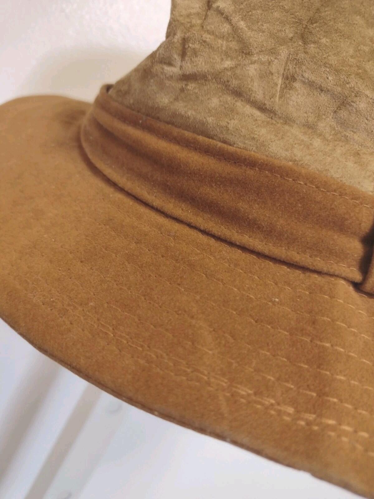 Vintage 80s Stetson Suede Safari Hat Outback Western Indiana Jones Style USA