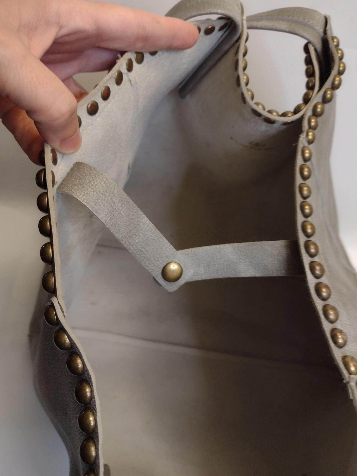 B-Low the Belt Gray Vegan leather tote bag W Brass Studs