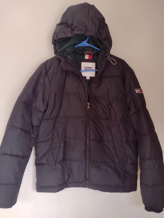 Vintage 2006 Tommy Hilfiger Tommy Jeans Puffer Jacket XS Blue Hood Rare Y2k