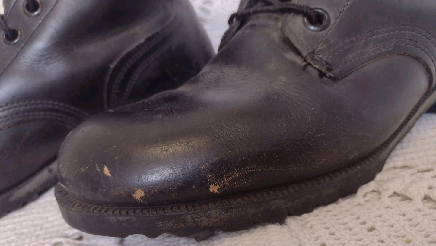 Vintage 1981 Black Leather Combat Boots 8.5R PH Code Original Laces & Soles