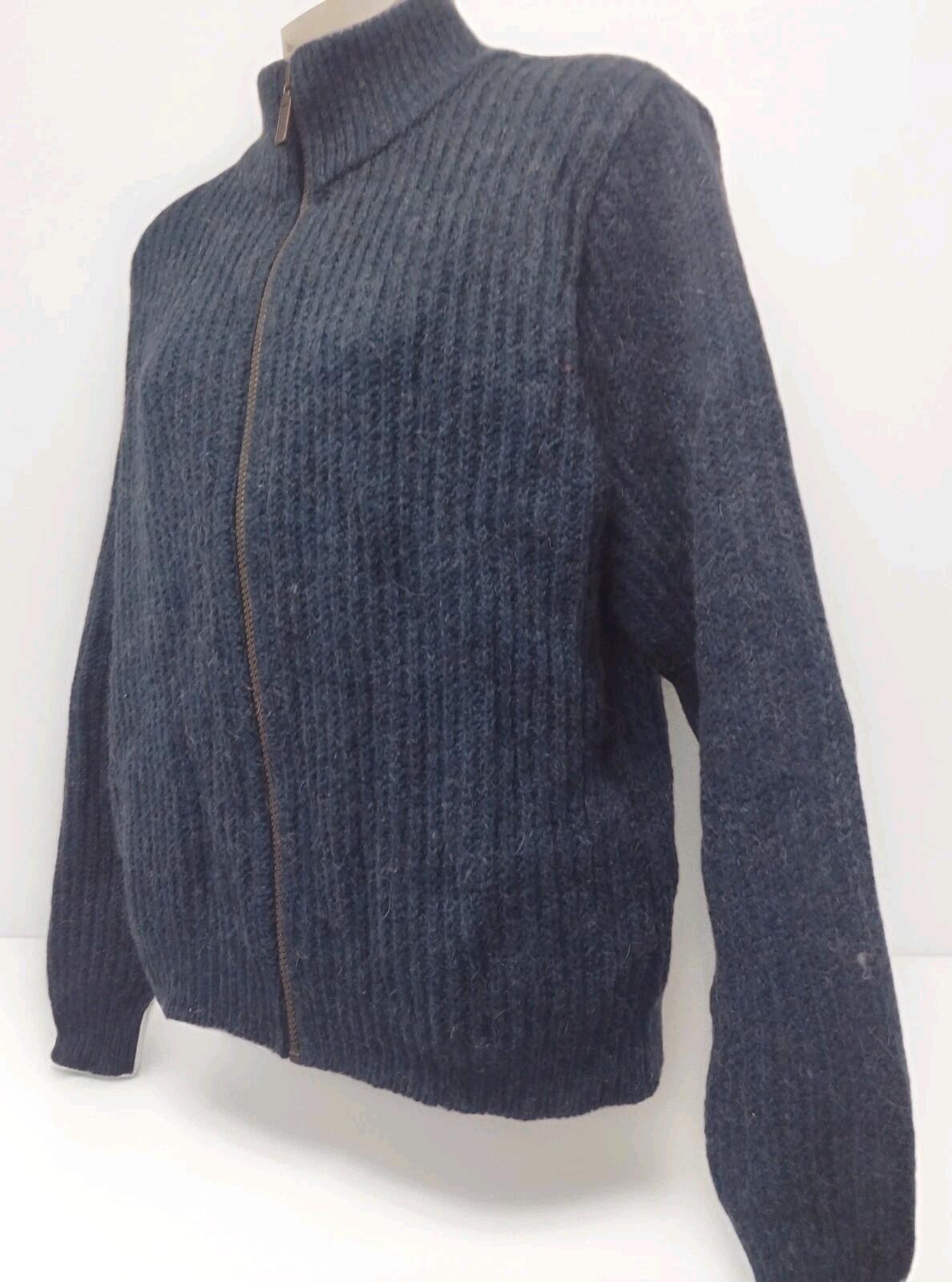 VTG 80s LL Bean USA Wool Alpaca Zip Sweater Sz Small Teal Metal Zipper, Pockets