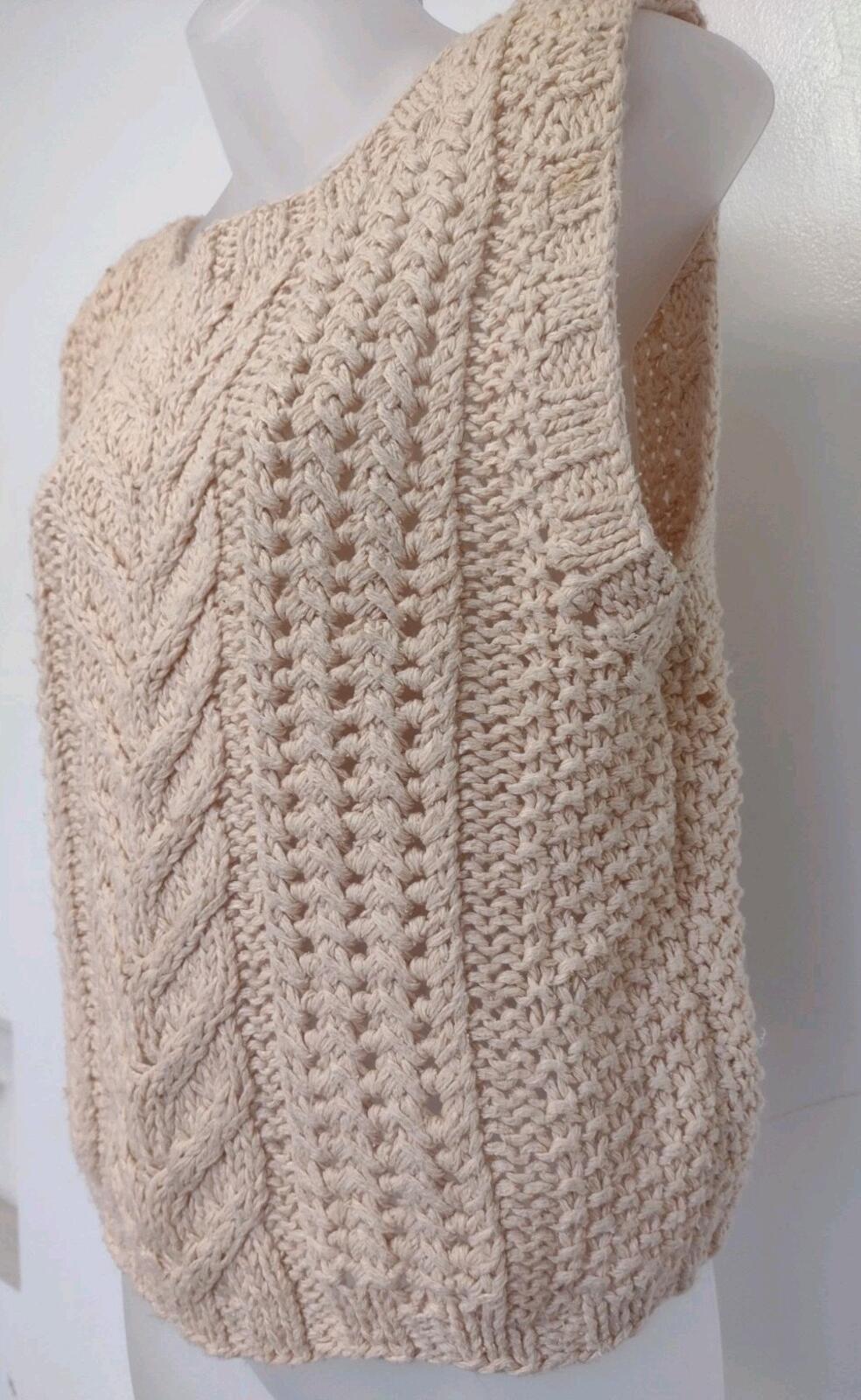 Jennifer Reed Hand Knit Silk Acrylic Vest Apricot Sleeveless Korea L 80s 90s