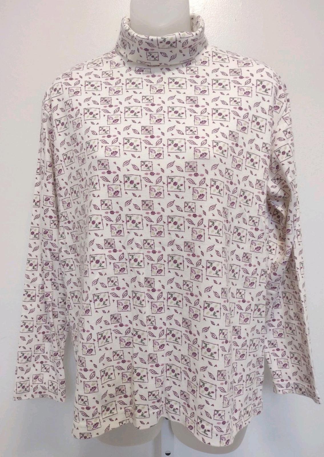 Lot Of 4 Vintage Turtleneck Mock Neck Long Sleeve Shirts Sz L/XL Floral Pattern