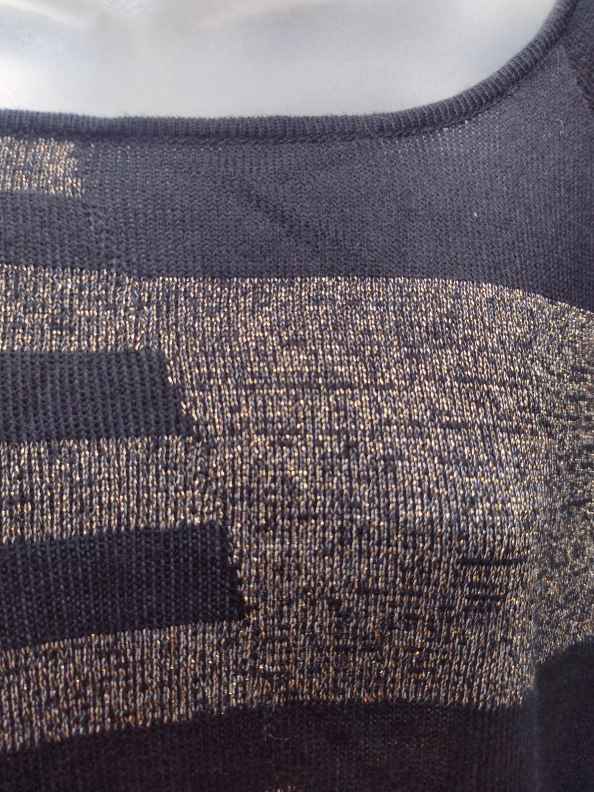 VTG 80s Belle du Jour Metallic Stripe Tunic Sweater Deadstock Acrylic L Dolman