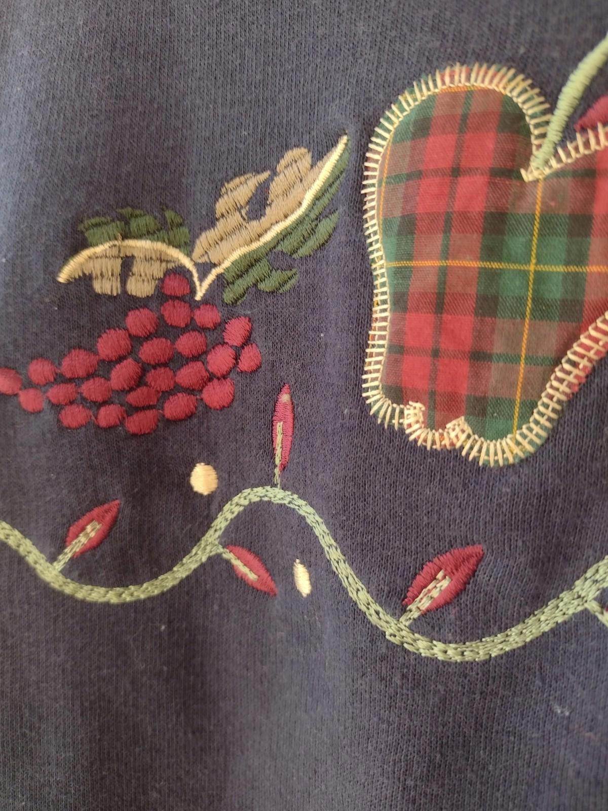 Vintage Embroidered Sweatshirt Bobbie Brooks Double Collar Grandma XL Appliqué
