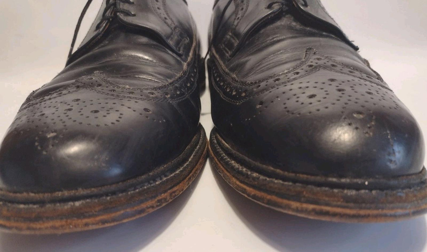 Vintage Royal Tweed Cheaney Church’s Wingtip Brogues Black UK Made Sz 11