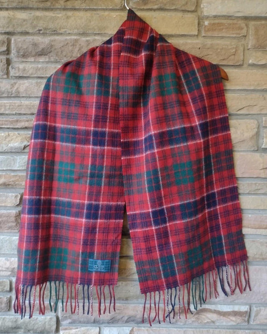 Clans Scotland Red Tartan Plaid Scarf 100% Lambswool Fringe Scarf 56 X 12 in