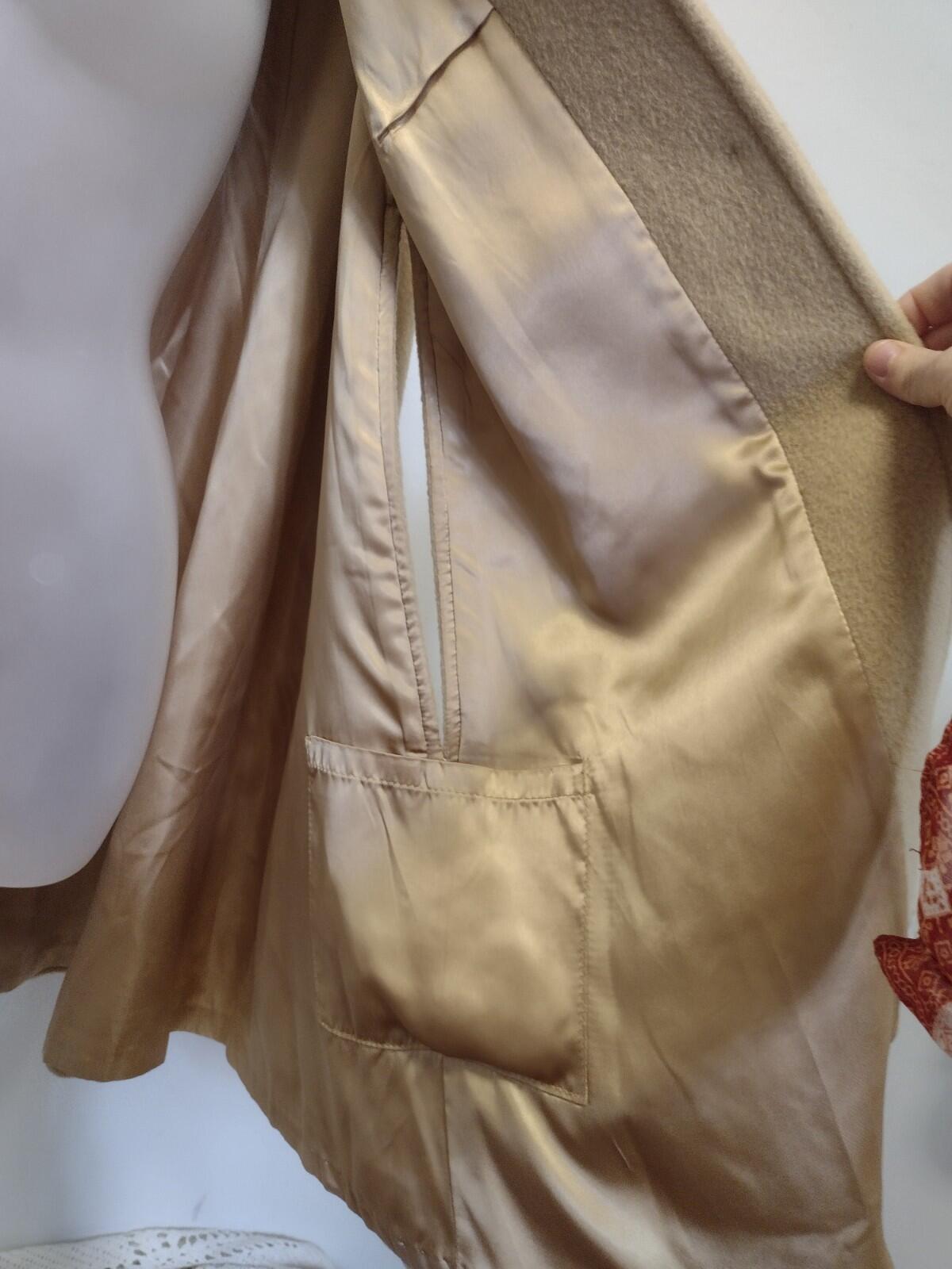VTG 70s Pendleton 100% Virgin Wool Camel Cape Coat Arm Slits Satin Lined Sz 14