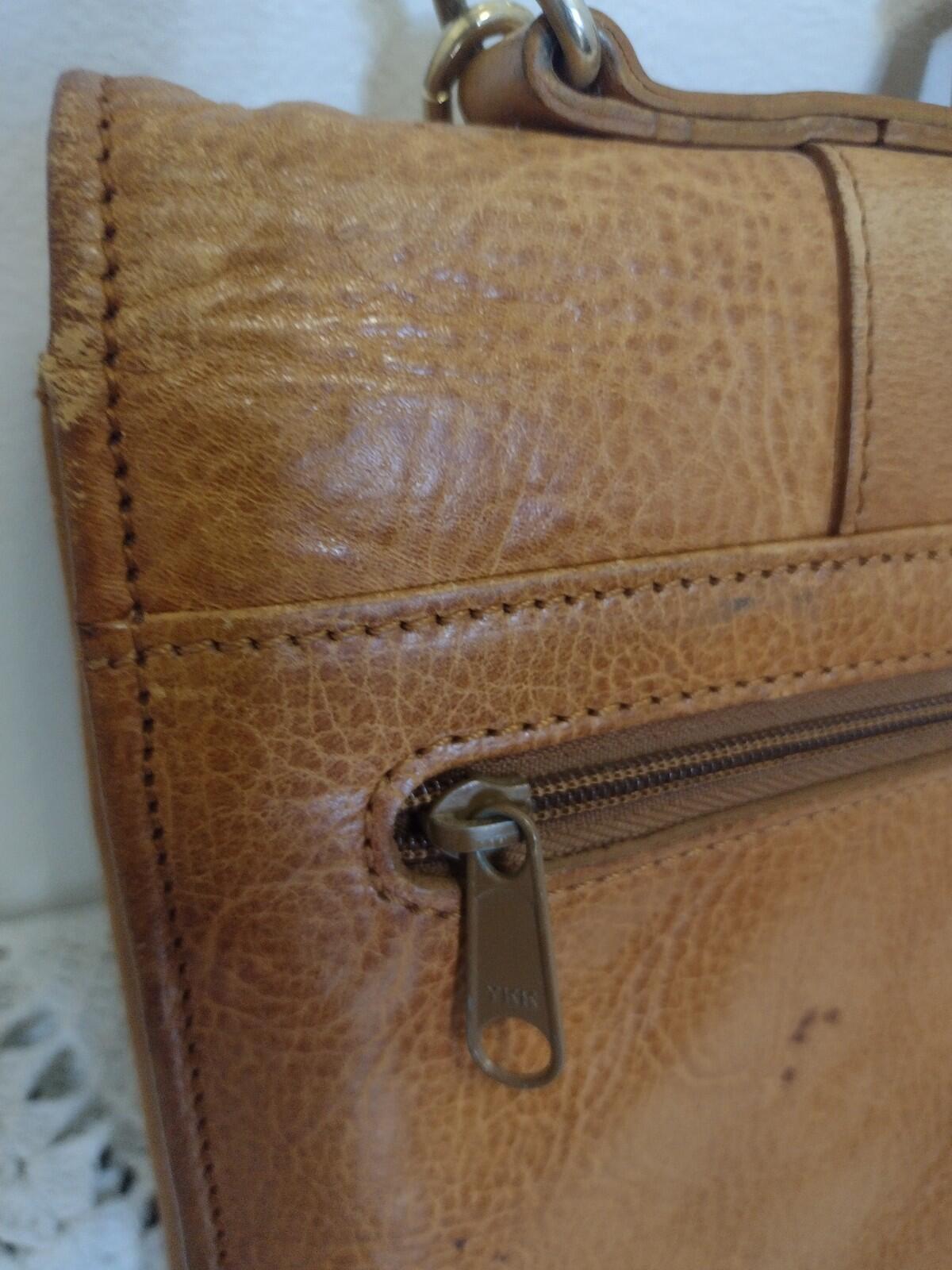 VTG 70s Leather Briefcase Patina Brown 16x12x5 Classic Workwear Executive Bag