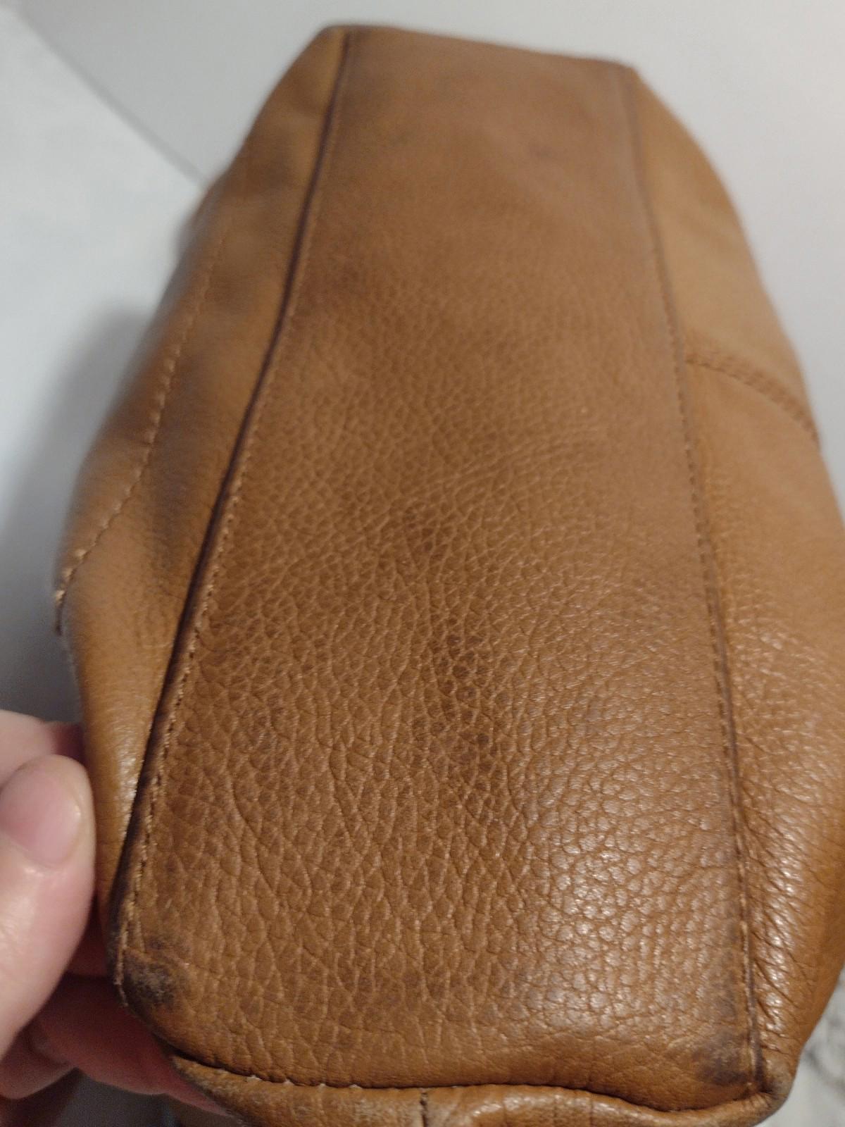 VTG Giani Bernini Caramel Genuine Leather Shoulder Bag Organizer Adjustable Strp