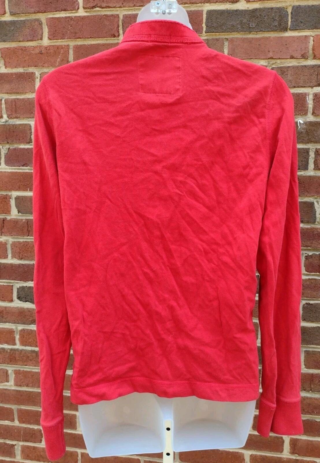 Abercrombie Kids XL Red Henley Top Logo Sleeve Y2K Fitted Women Girls