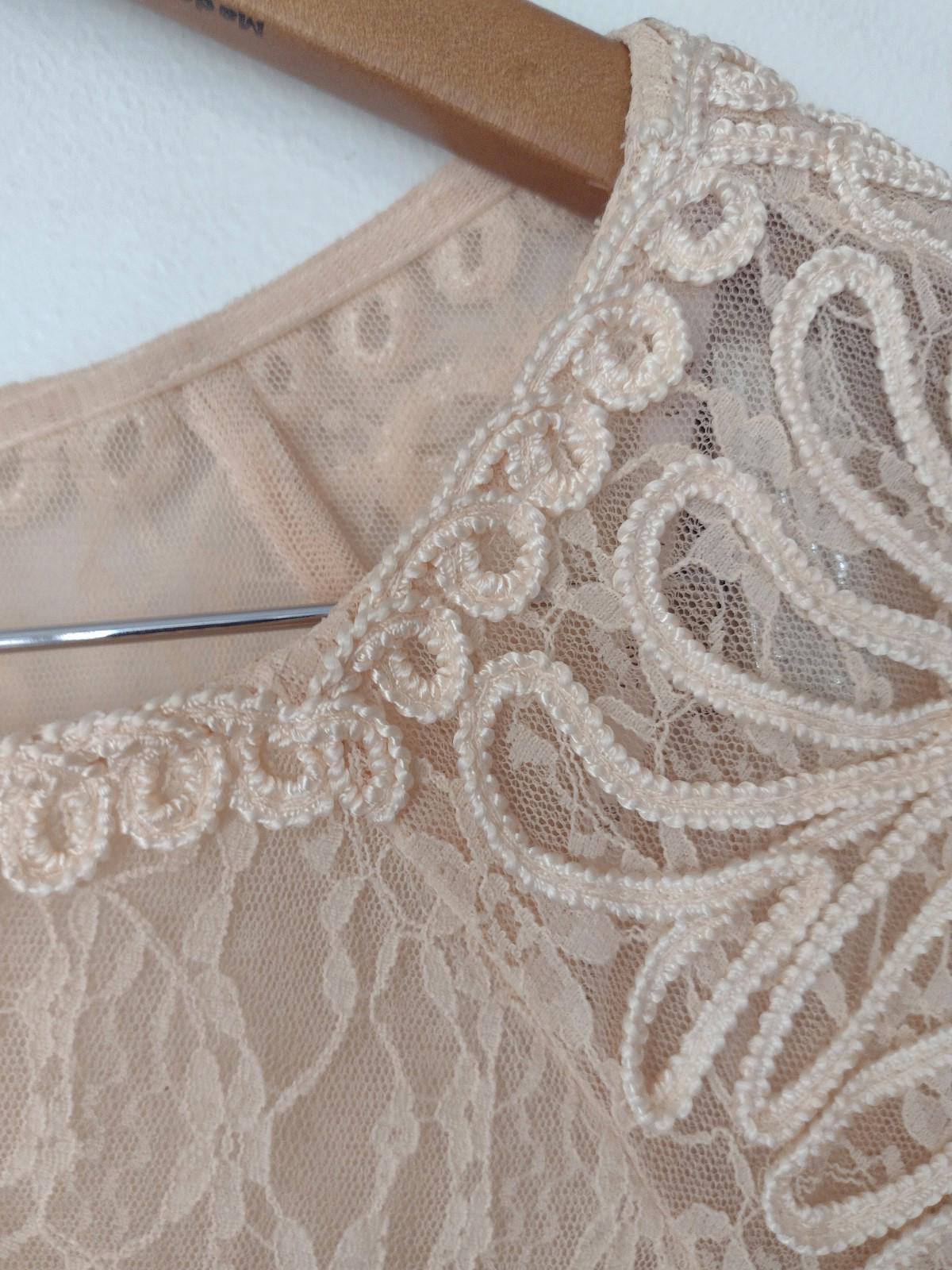Sue Wong Nocturne Champagne Beaded Lace Embroidered Cocktail Dress Sz 8
