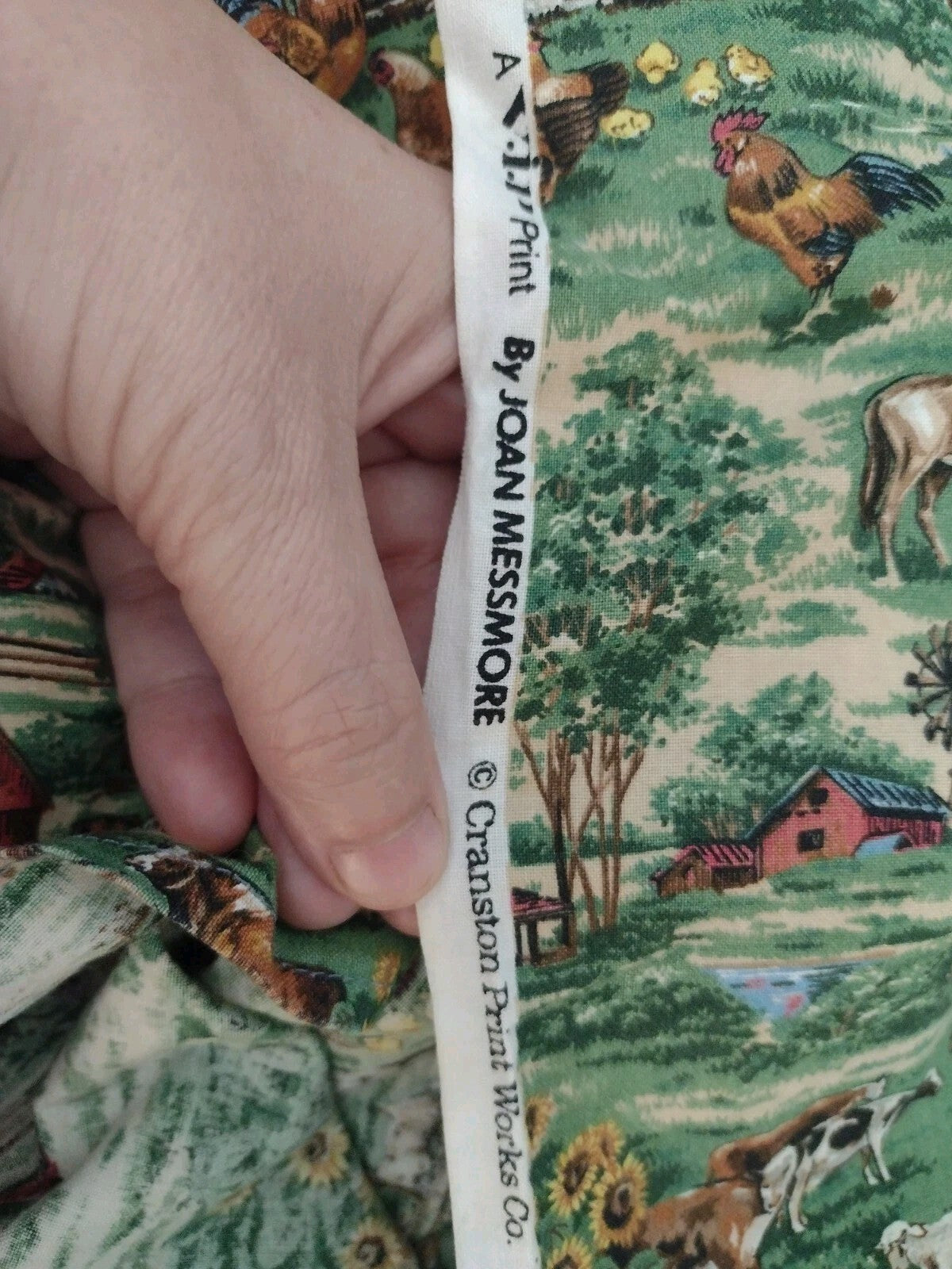 Vintage Joan Messmore Cranston Fabric Farm Animals Sunflowers 42x70