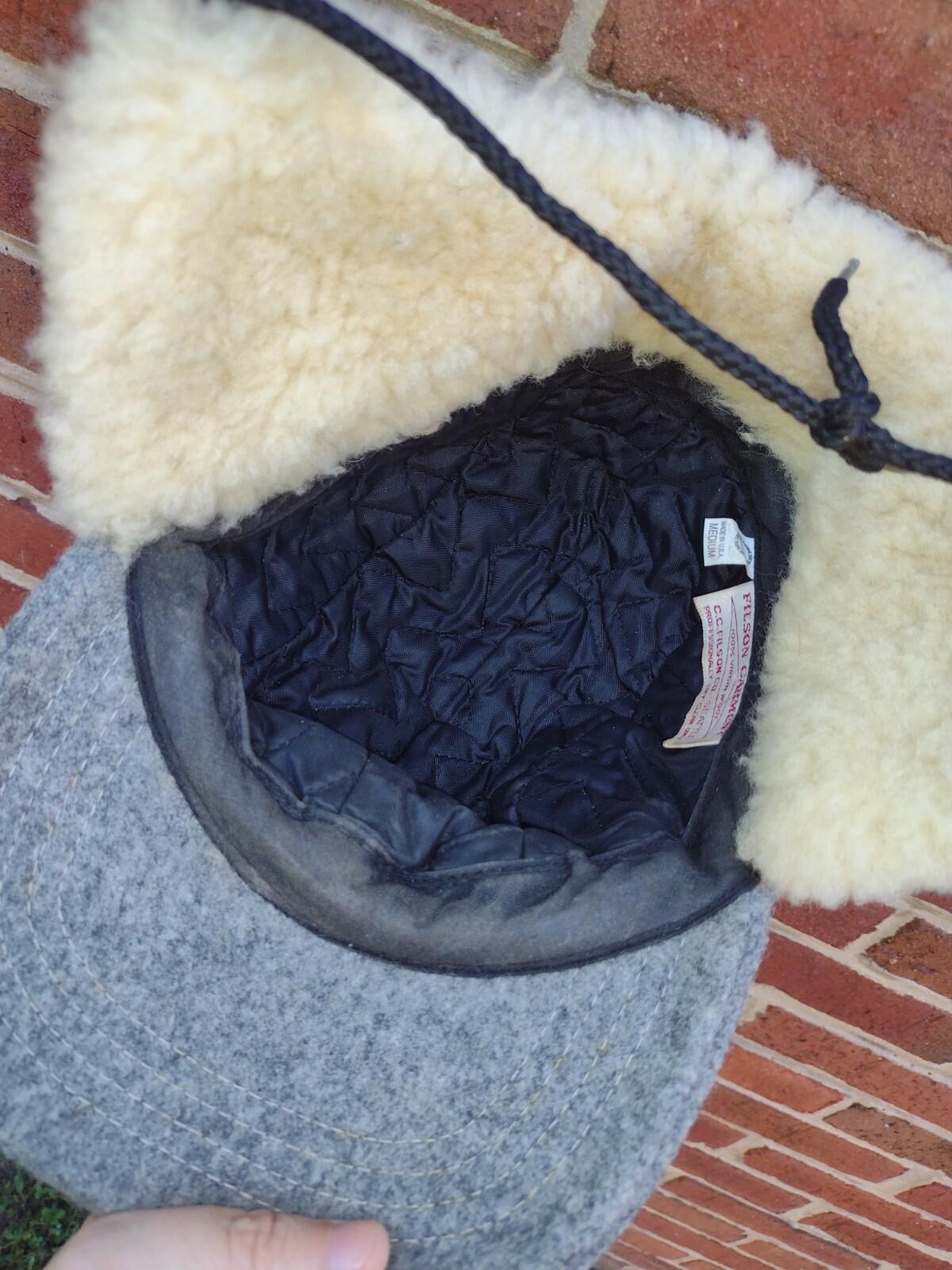 Vintage 80s Filson Wool Trapper Hat Shearling Lined USA ACTWU Medium
