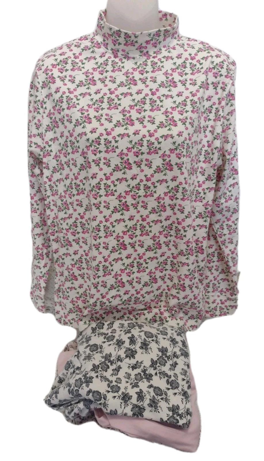 Lot Of 4 Vintage Turtleneck Mock Neck Long Sleeve Shirts Sz L/XL Floral Pattern