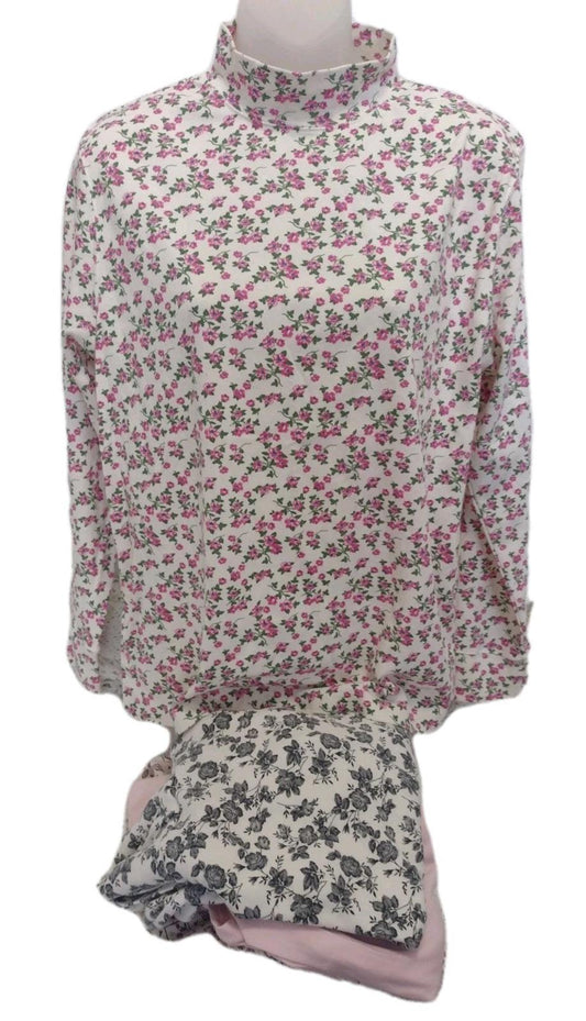 Lot Of 4 Vintage Turtleneck Mock Neck Long Sleeve Shirts Sz L/XL Floral Pattern