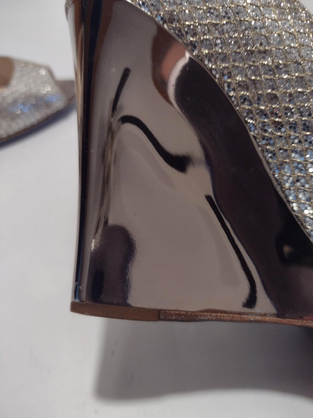 Vintage Jimmy Choo Mirror Sparkle Wedge Heels Sz 36 / 5.5