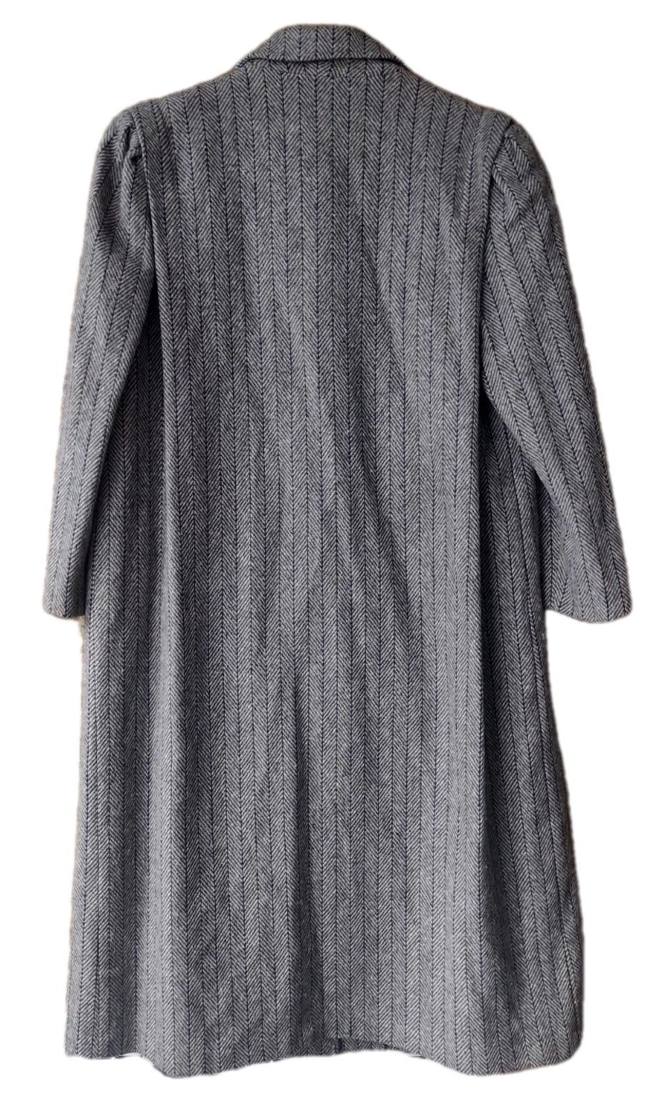VTG Deadstock 90s Ms New Yorker Wool Chevron Overcoat Gray Purple Tweed 14 NWT