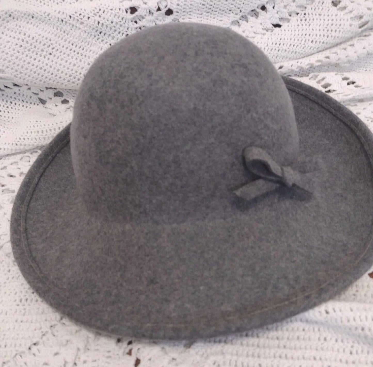 Vintage 60s Bollman Doeskin Felt Hat Gray 100% Wool USA Union Made Women’s Bow