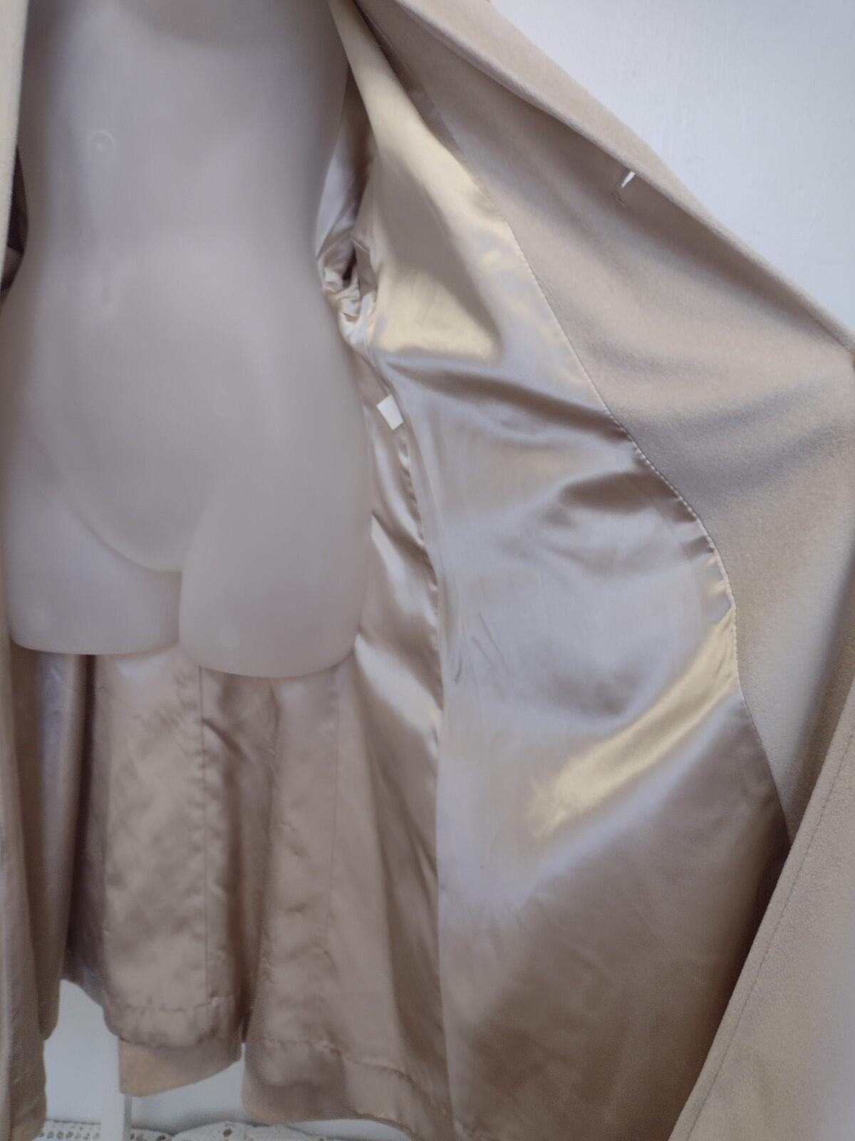 VTG 50s Youthcraft Beige Cashmere Blend Coat Fox Fur Collar Double Breasted Sz S