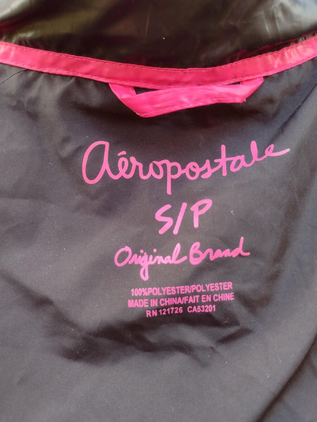 Aeropostale Black Puffer Jacket Womens S Small Full Zip Quilted Lightweight